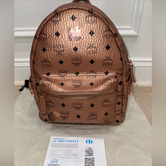 MCM Handbags - MCM Viestos Small Limited Edition Metallic Rose Studded Backpack $1080